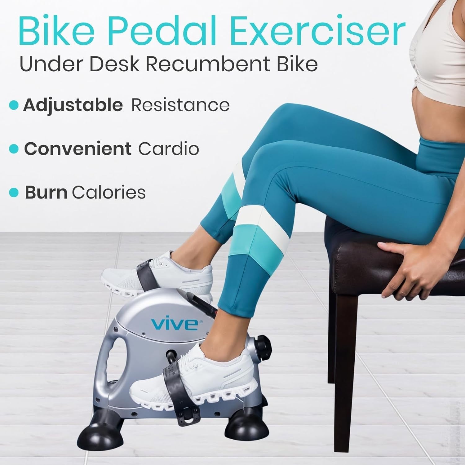 Folding Pedal Exerciser Under Desk Bike Arms Legs LCD Adjustable