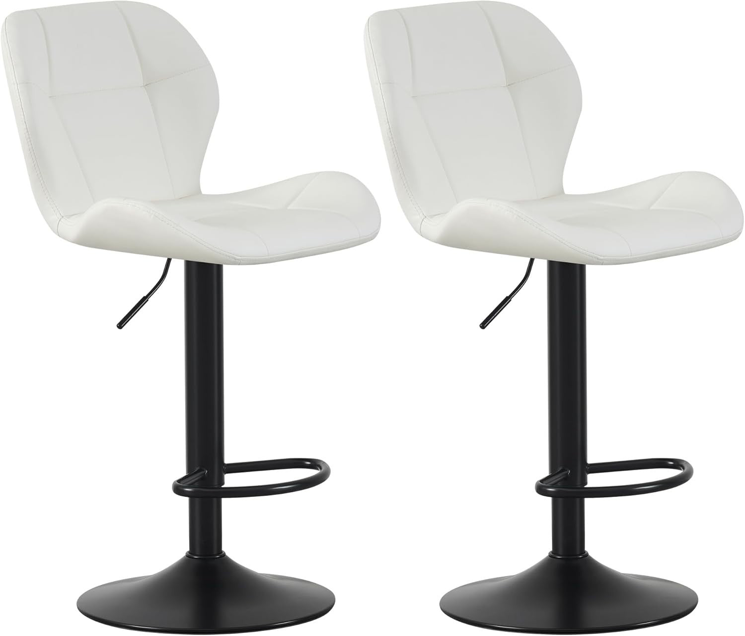 Brown Adjustable PU Leather Bar Stools Set of 2 – Swivel & Height Adjustable
