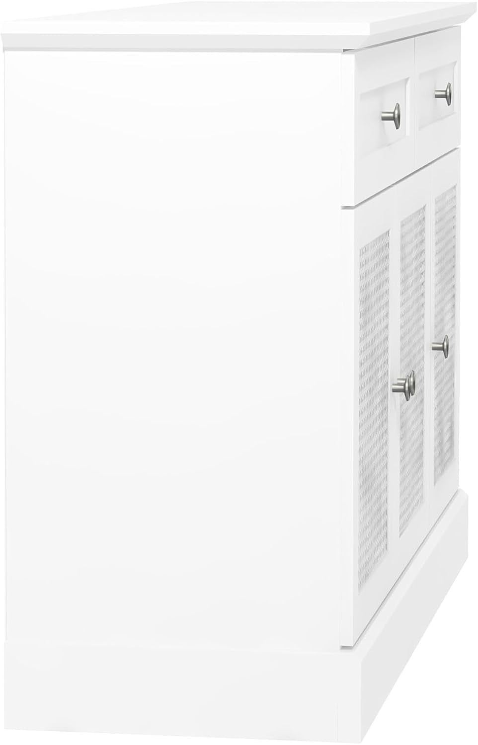 White Rattan Sideboard Cabinet 3 Door 2 Drawer Storage Unit Kitchen