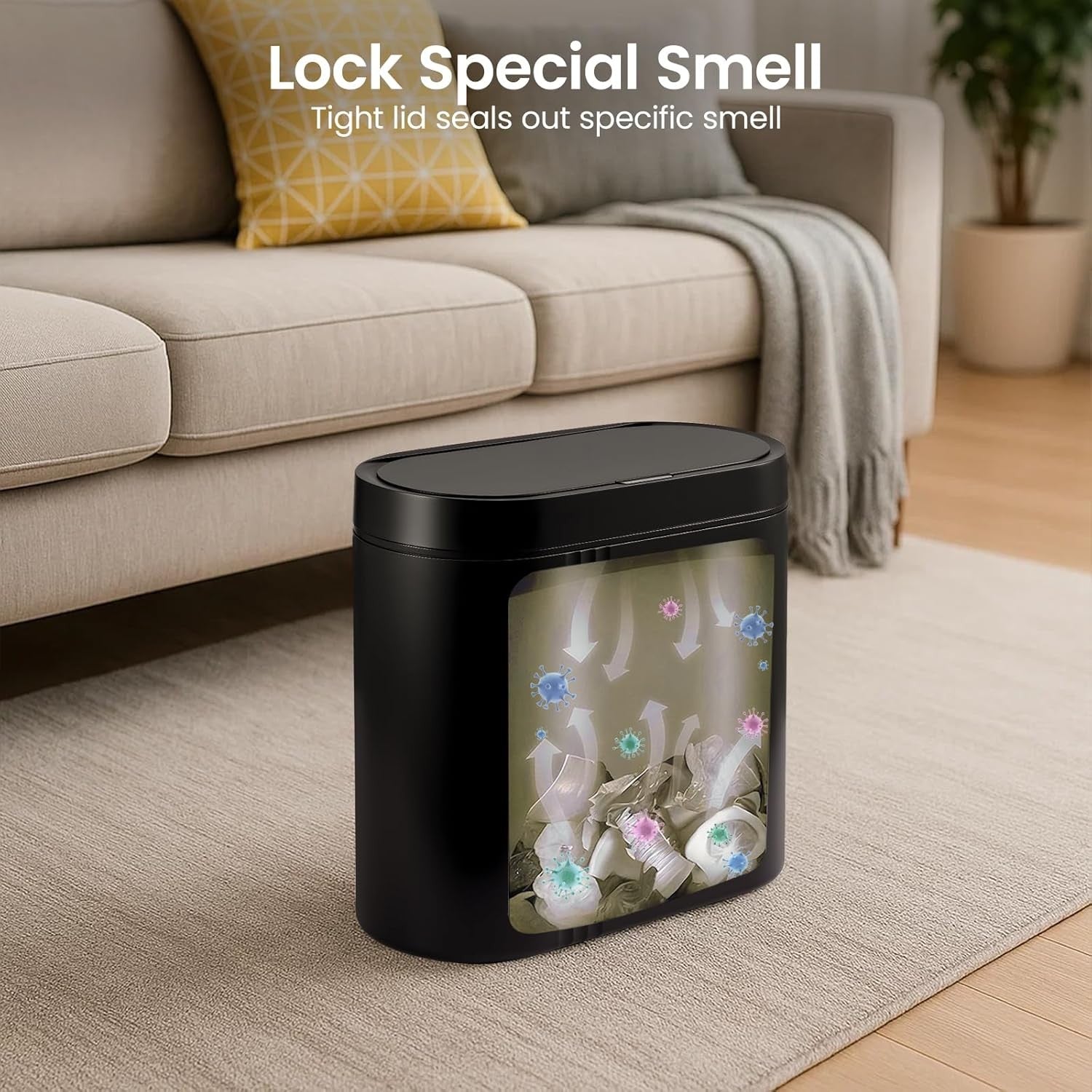 Black 7.5L Automatic Sensor Bin Touchless Bathroom Kitchen