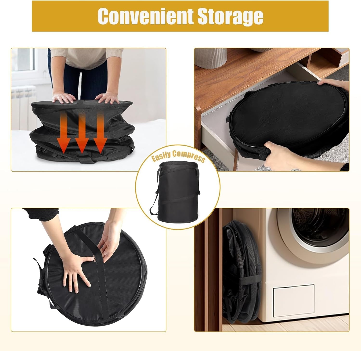 Large Rolling Laundry Hamper with Wheels Pop Up Clothes Basket Trolley Bag Black