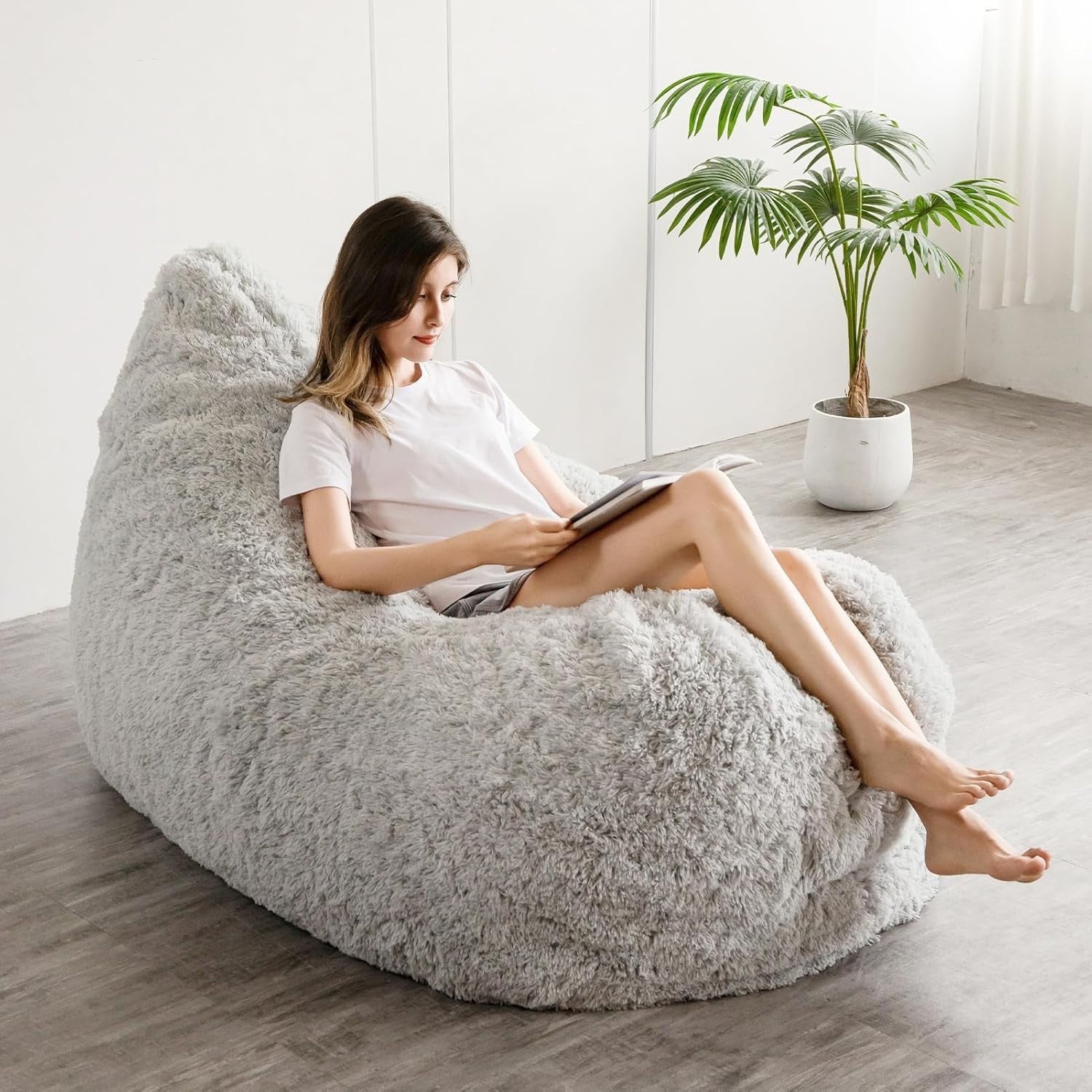 Giant Faux Fur Bean Bag Sofa Bed Chair Adult Recliner Floor Lounger