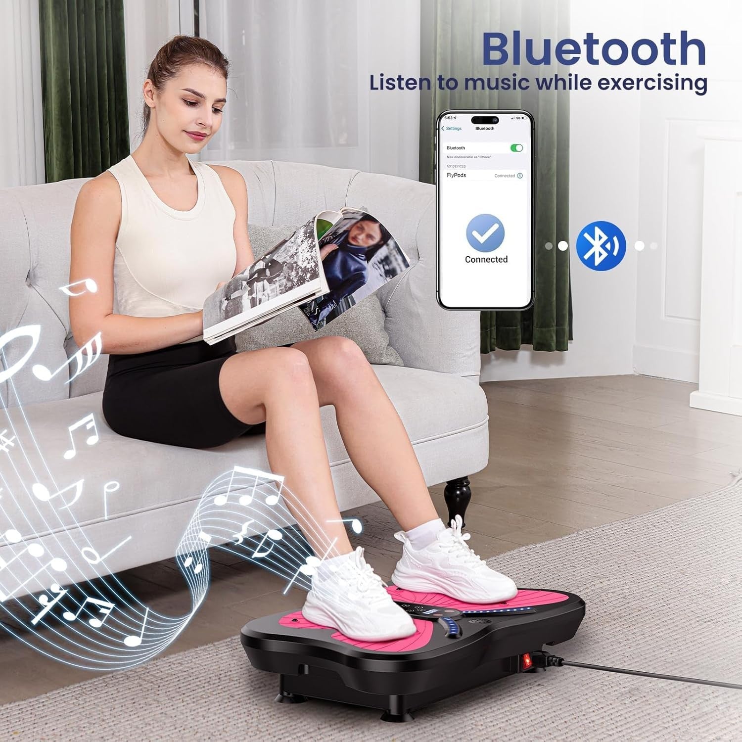 Light Purple Vibration Plate Exercise Machine 200 Speeds 400lb Home Fitness