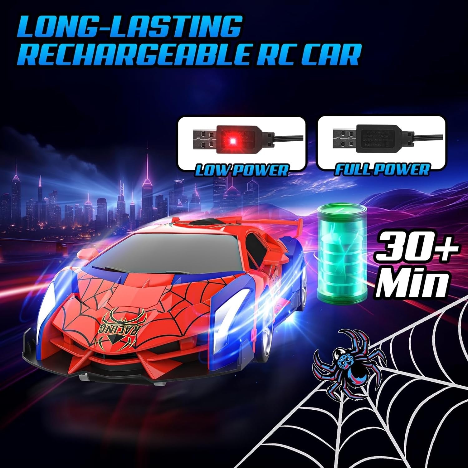 2-in-1 Spider RC Car & Robot Transformer Toy, 360° Rotating Remote Control Drift