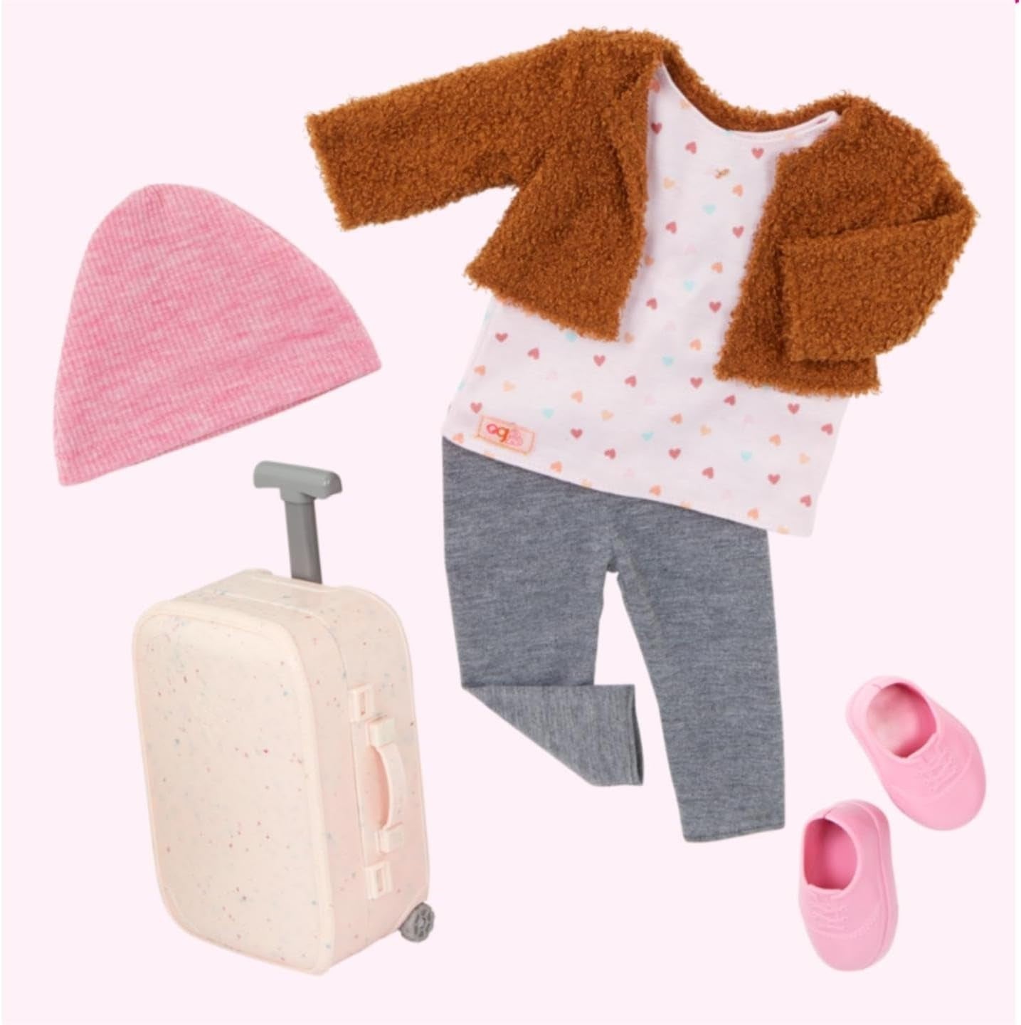 18in Travel Doll with Rolling Luggage Playset Realistic Features