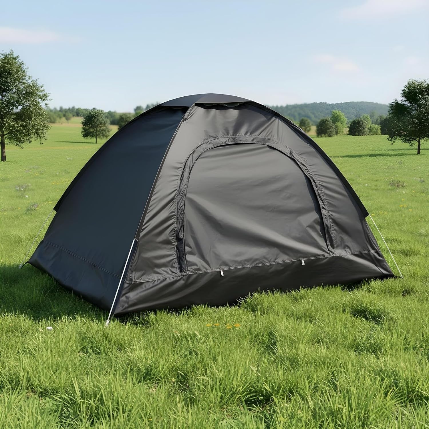 Black 2-Person Waterproof Camping Tent – Lightweight Pop-Up Dome