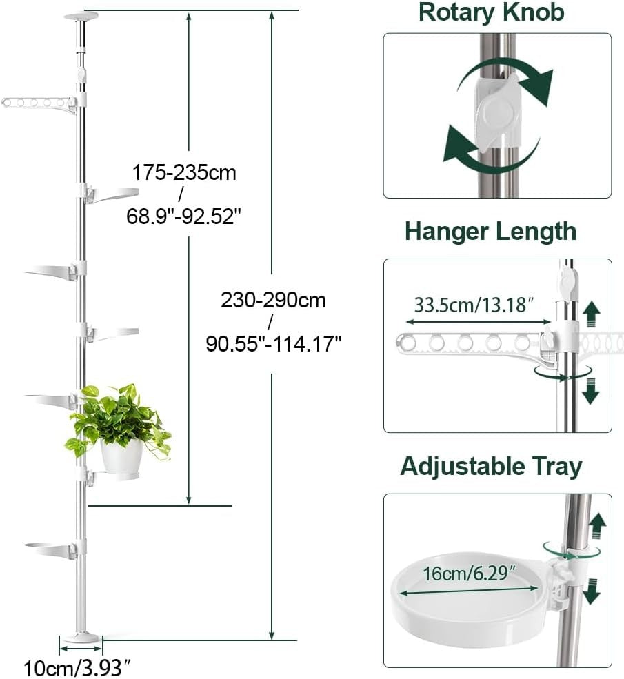 7 Tier Adjustable Floor to Ceiling Plant Stand Indoor Hanging Flower Shelf