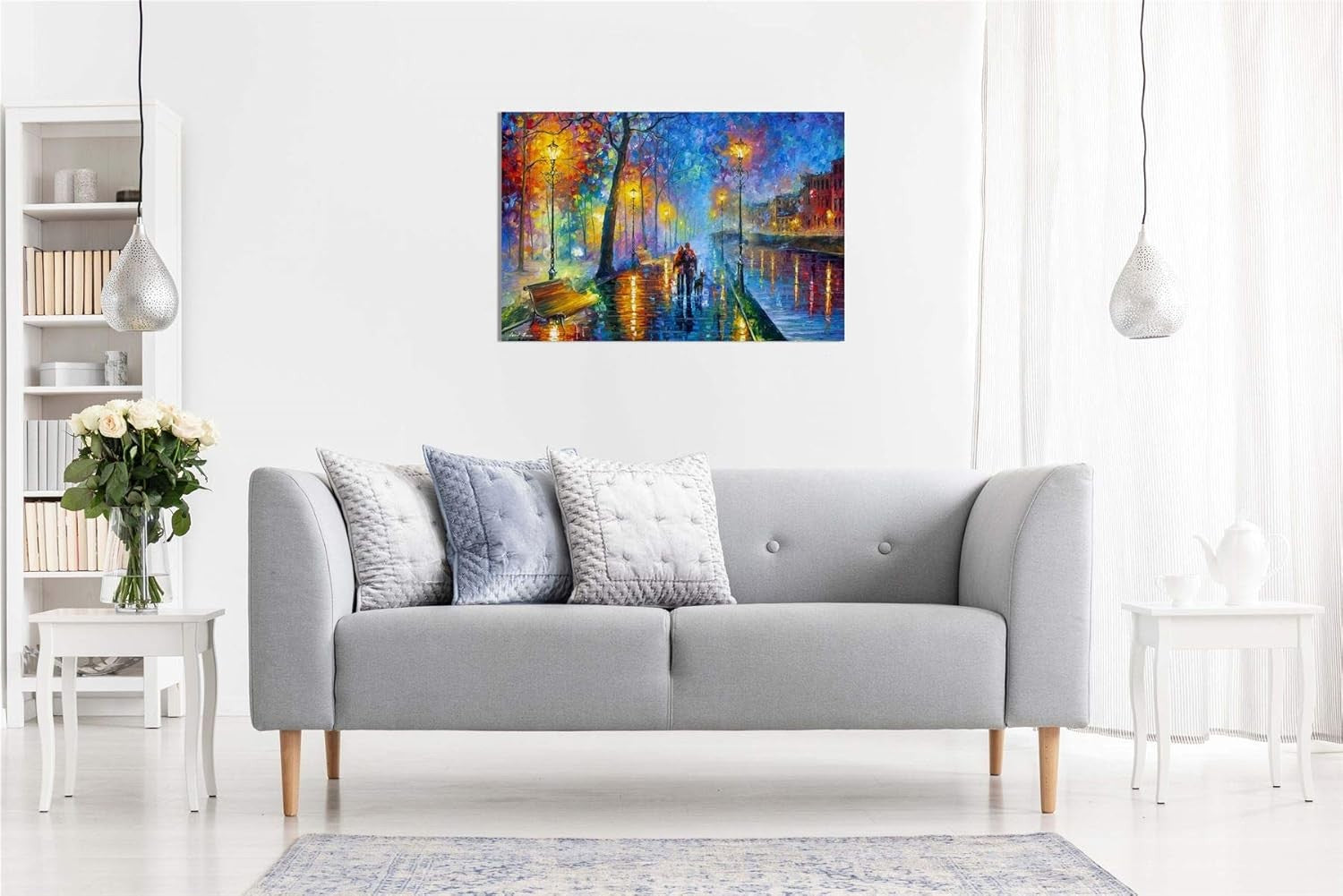 Night City Street Canvas Wall Art Park Scene Picture Print Home Decor 12x8