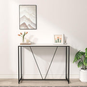 Modern Slim Wooden Console Table with Display Shelf, 100cm, White