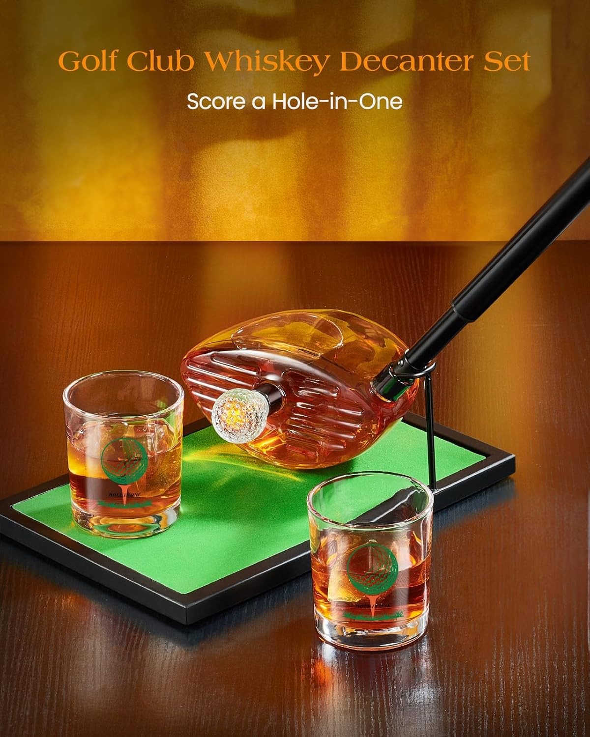 Golf Club Whiskey Decanter Set 850ml with Glasses Novelty Liquor Gift