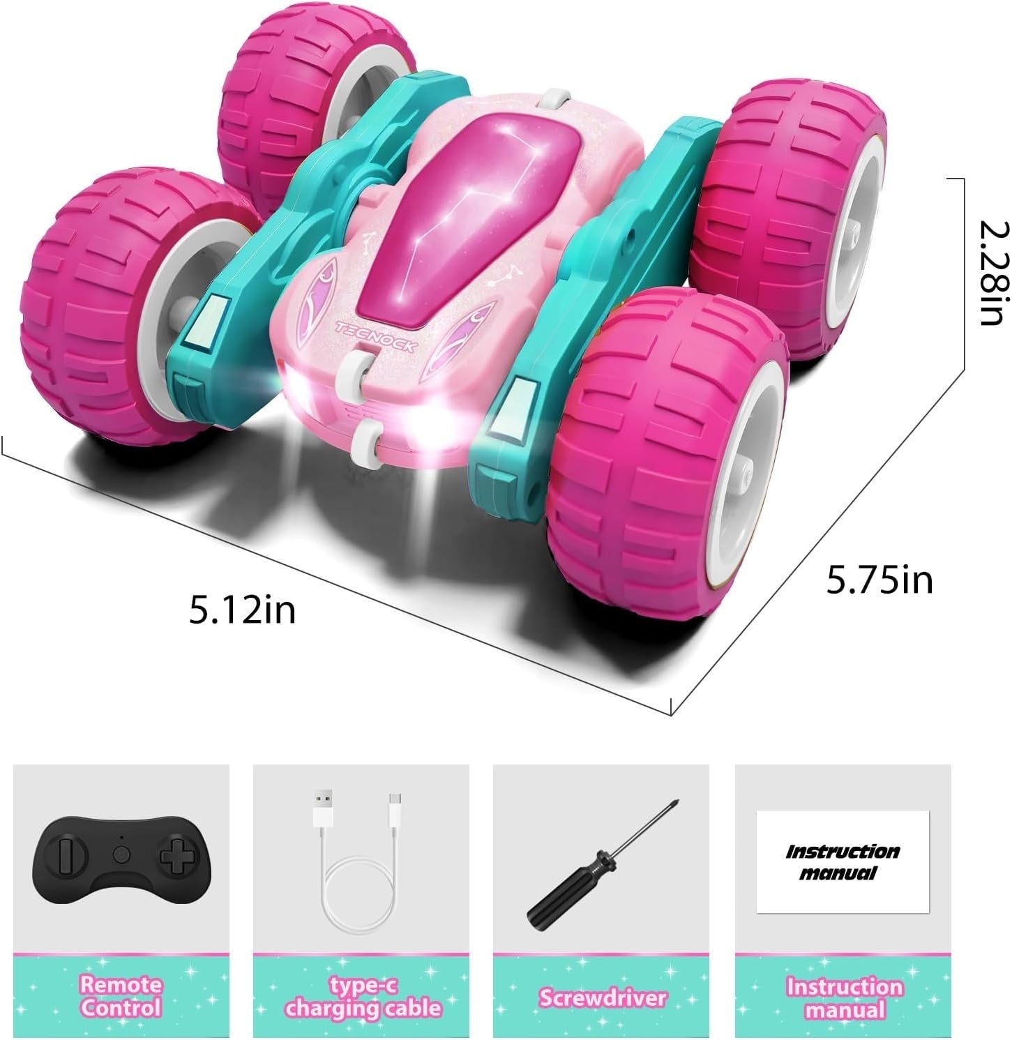 360° Flip RC Stunt Car for Kids 3-12 | LED Starry Sky Monster Truck Toy