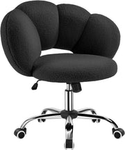 Black Boucle Cloud Vanity Chair Swivel Adjustable Desk Chair with Wheels