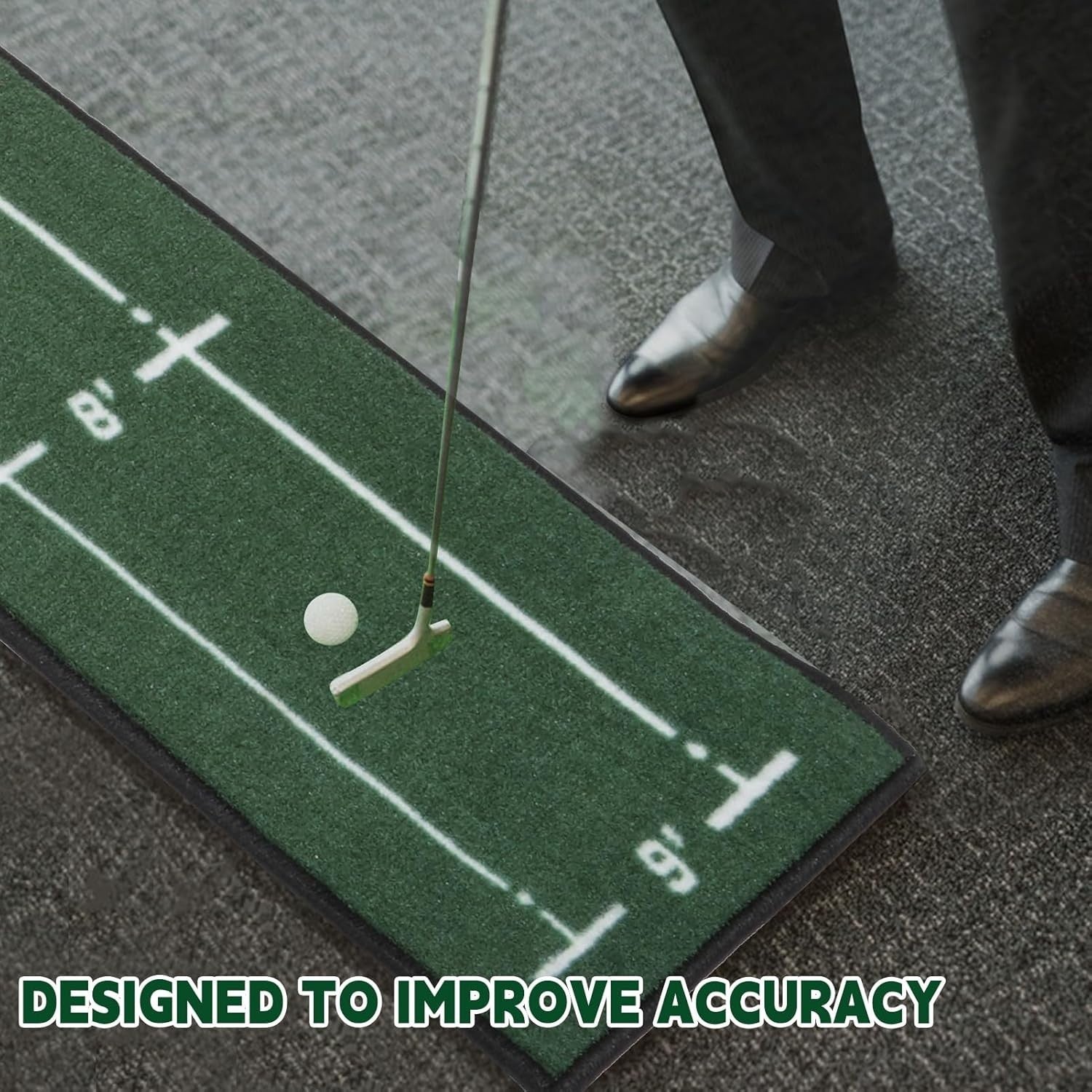 Golf Putting Mat 280cm Indoor Training Green Alignment Track Practice