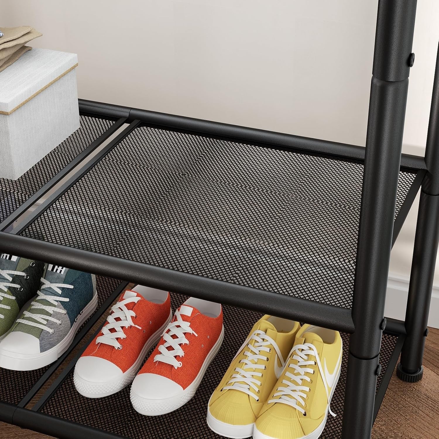 Rolling Clothes Rail with Shelf – Heavy Duty Black Rack 81×30×183cm