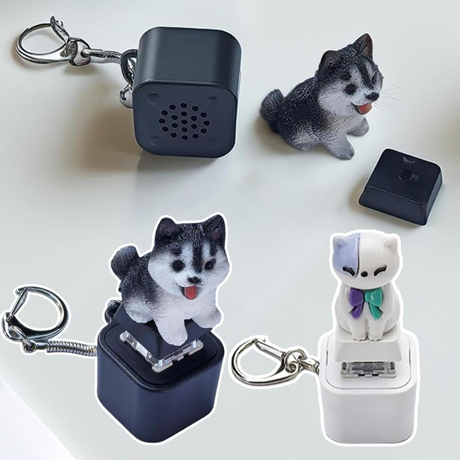 2pcs Black Flashing Pet Sound Fidget Keychain LED Clicker Stress Toy