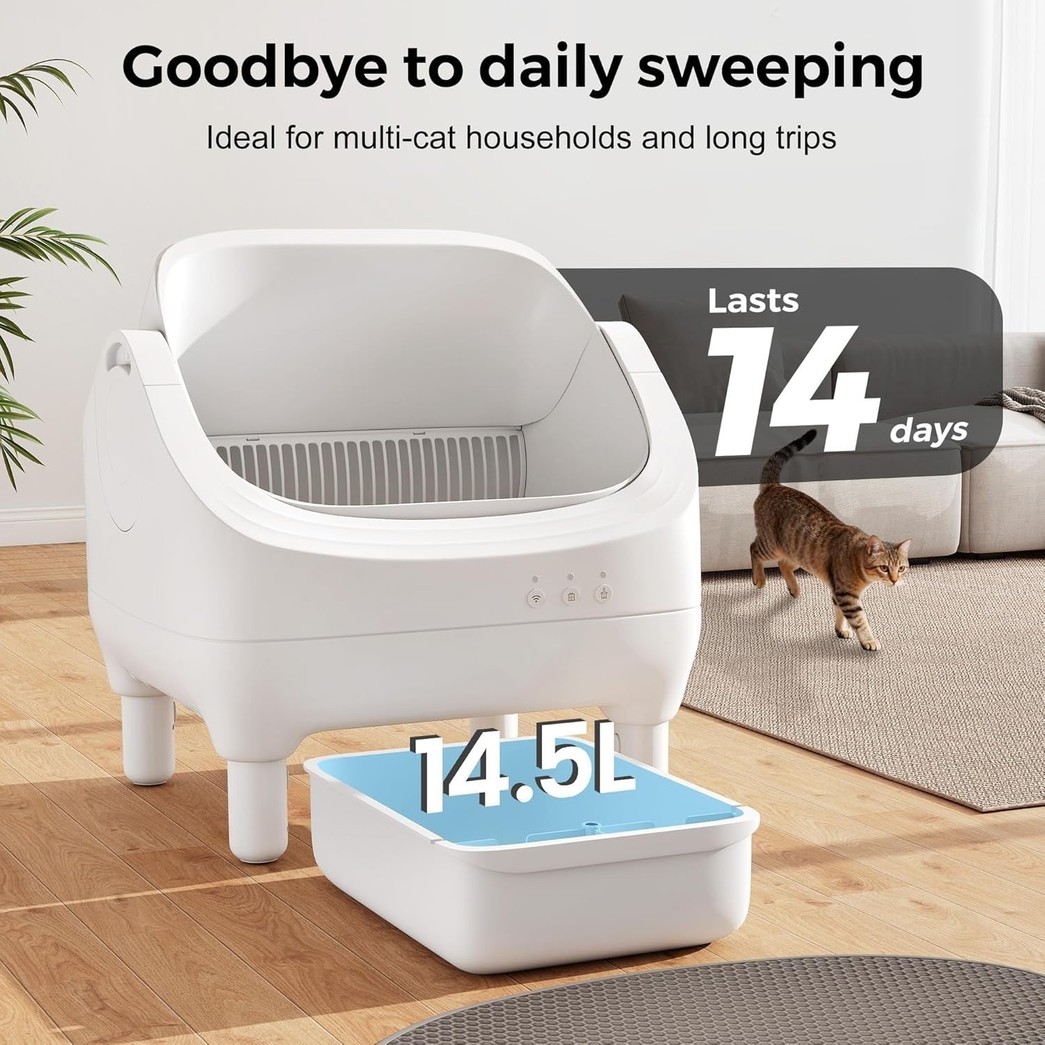 Self Cleaning Cat Litter Box App Control XL Auto Smart Multi Cat Tray