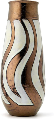 Handmade Ceramic Vase 25.5cm Tall Gold White Modern Flower Decor