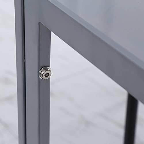 Square Glass Dining Table 75cm Metal Legs Seats 4 Grey Modern