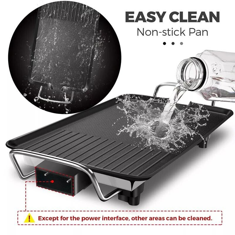 Teppanyaki Electric Grill 1360W BBQ Hot Plate Table Top Griddle 40x23cm UK Plug
