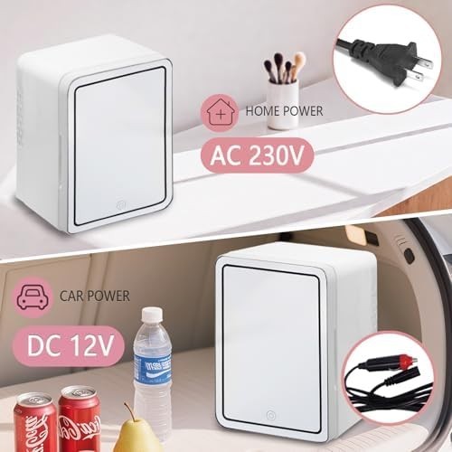 Mini Skincare Fridge 4L LED Mirror Portable Beauty Cooler Warmer