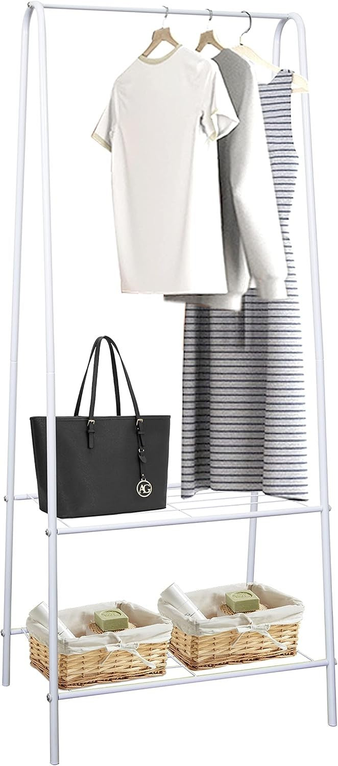 White Clothes Rail Stand with Metal Shelf 1.5m Space Saver