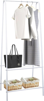 White Clothes Rail Stand with Metal Shelf 1.5m Space Saver