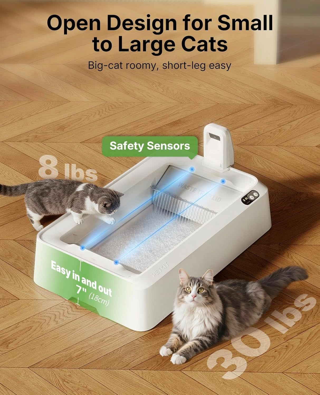Self Cleaning Cat Litter Box AI Camera Auto Cleaning Odor Control XL