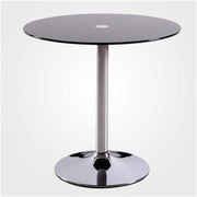 Round Glass Dining Table 80cm Tempered Top Black Chrome Base 2-4 Seater Modern