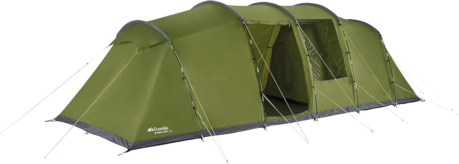 Green 8-Person Eurohike Sendero XL Family Camping Tent – Waterproof & Spacious