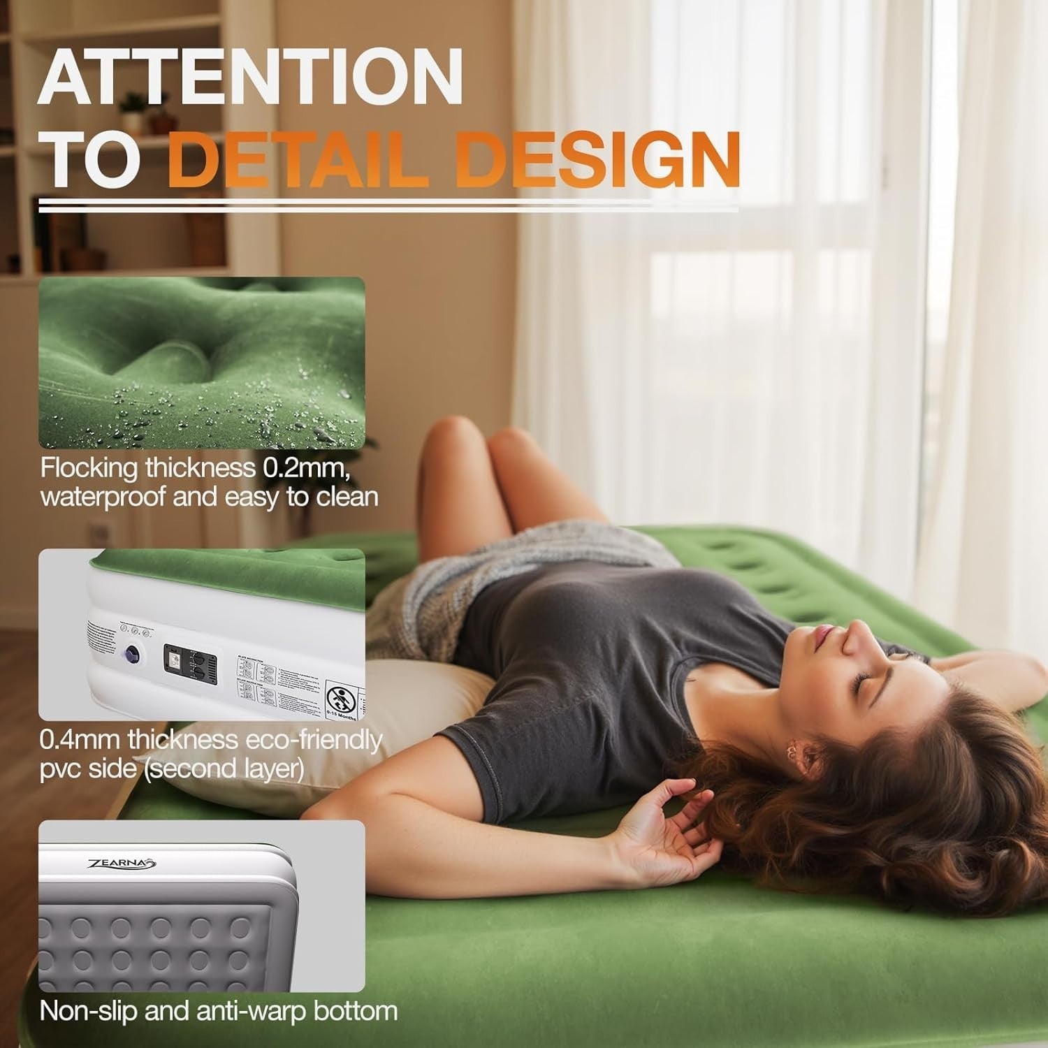 Single Inflatable Air Bed with Built-In Pump, Quick Self-Inflating Mattress