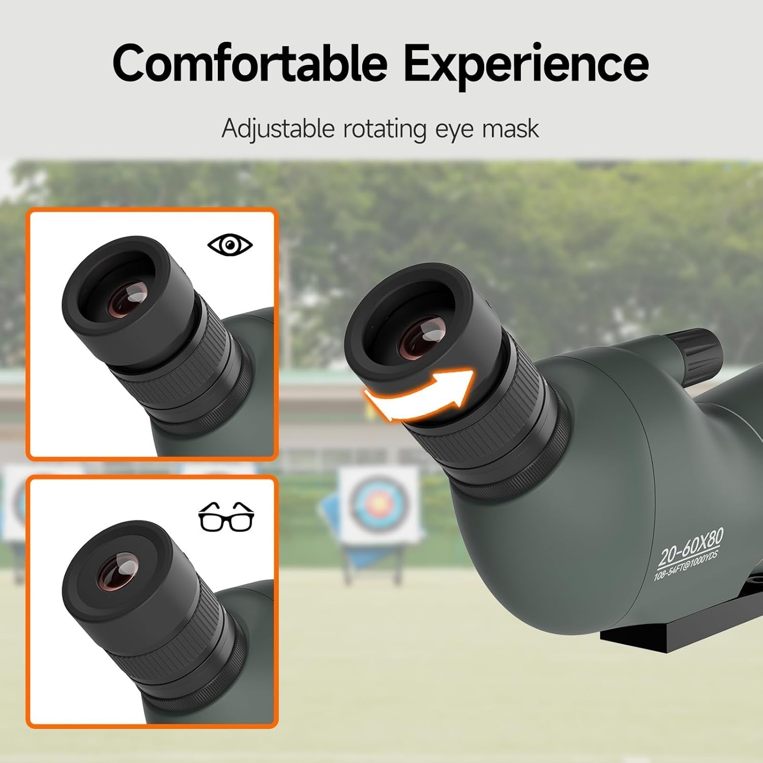 20-60x80 Spotting Scope HD FMC Waterproof Tripod Phone Adapter