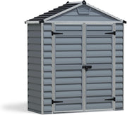 Outdoor Metal Storage Shed 6x3’ Grey Skylight Weatherproof with Shelves