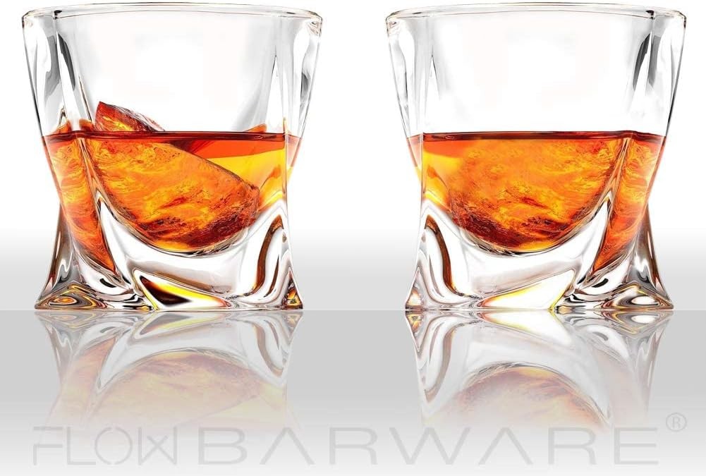 750ml Whiskey Decanter Set Twist Design with 2 Glasses & Stones Luxury Gift Men