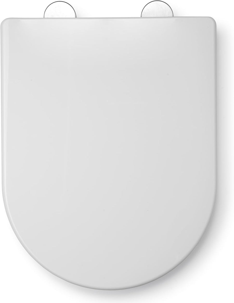White D-Shape Toilet Seat Quick Release Antibacterial Durable
