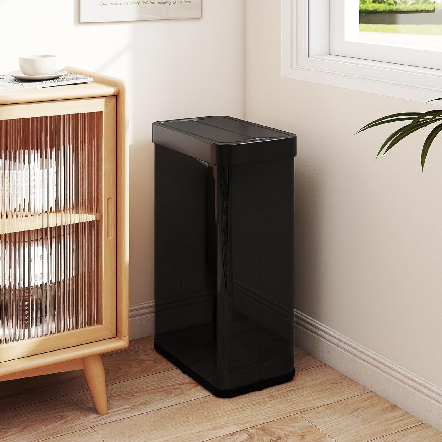 60L Sensor Kitchen Bin Touchless Stainless Steel Soft Close Black