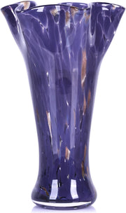 Purple Hand Blown Glass Vase Wide Mouth Flower Centerpiece Home Décor