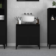 Modern Black Bathroom Sink Cabinet | Under Sink Storage Cupboard 58x33x60cm