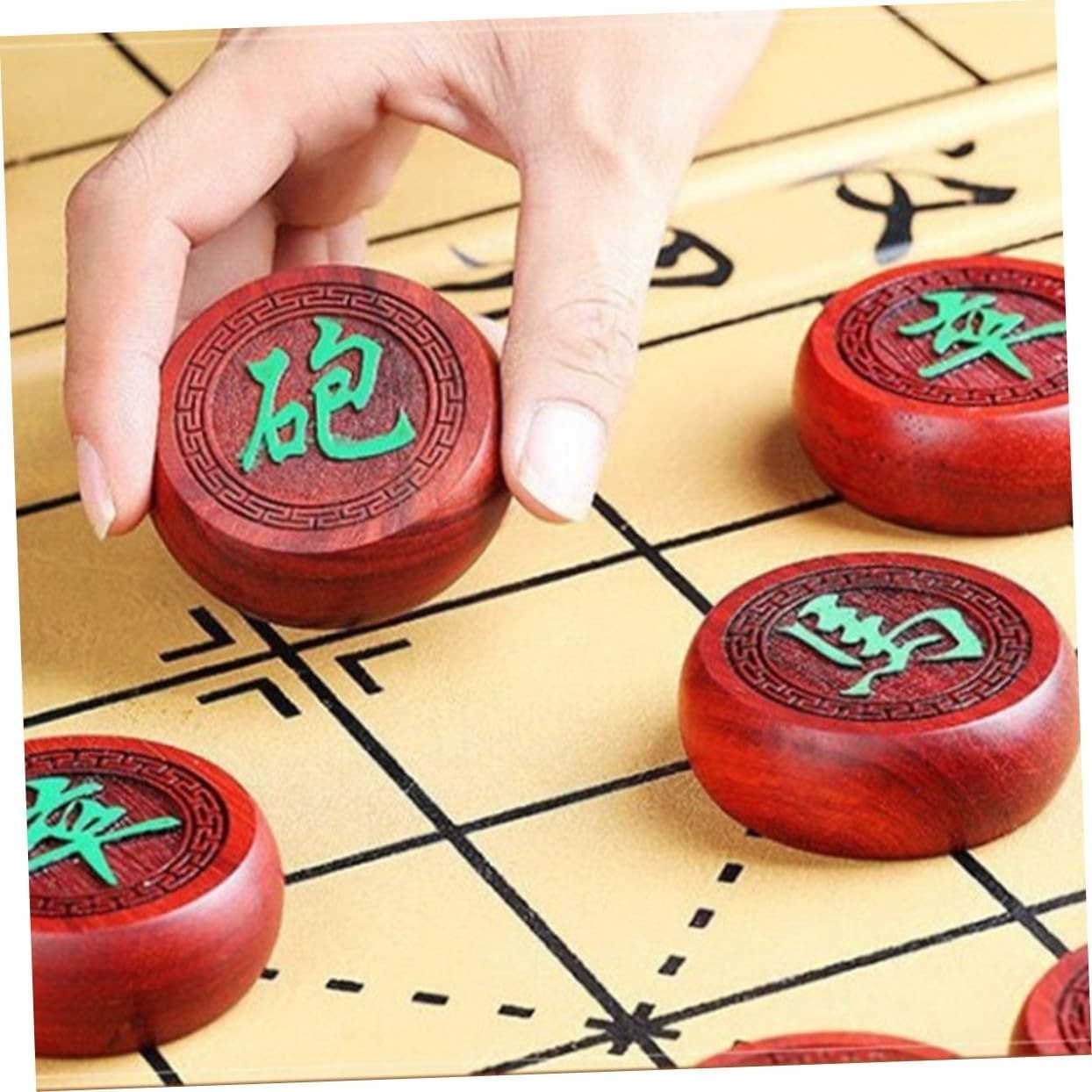Rosewood Style Xiangqi Travel Chess Set Wooden Board With Storage