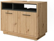 Oak Bathroom Sink Cabinet Vanity Storage Unit with Shelves 80x64cm Modern