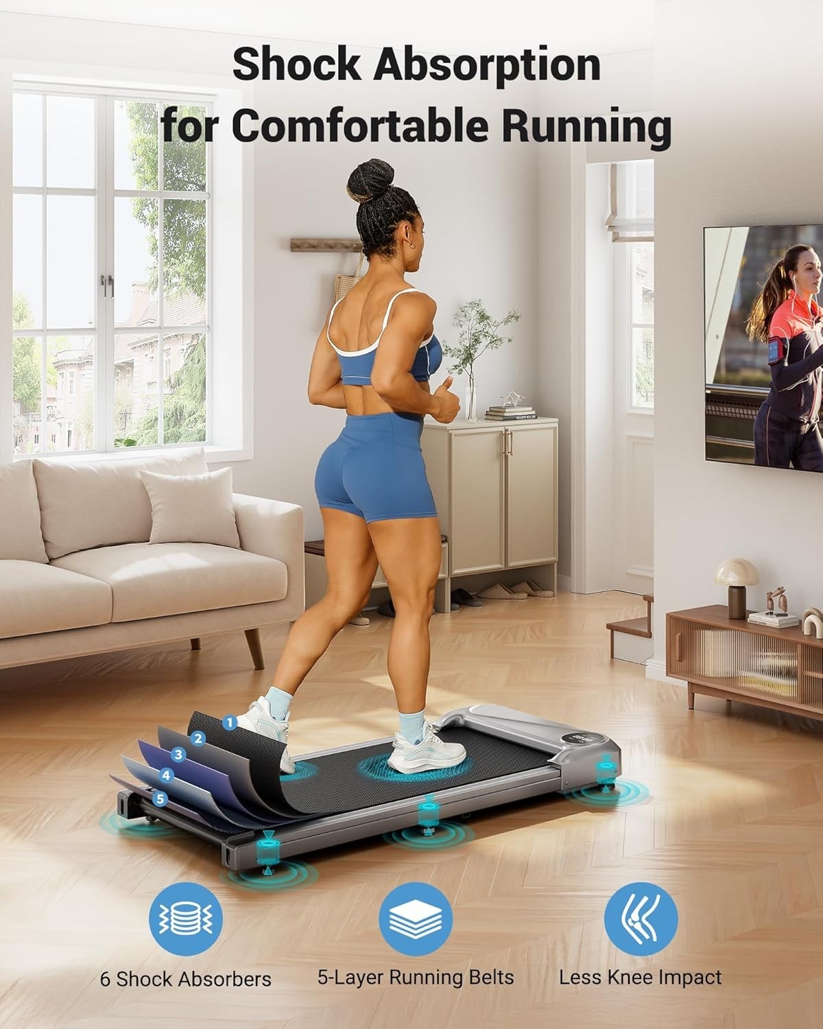 Compact Under Desk Walking Treadmill 6km/h LED Display Remote Control
