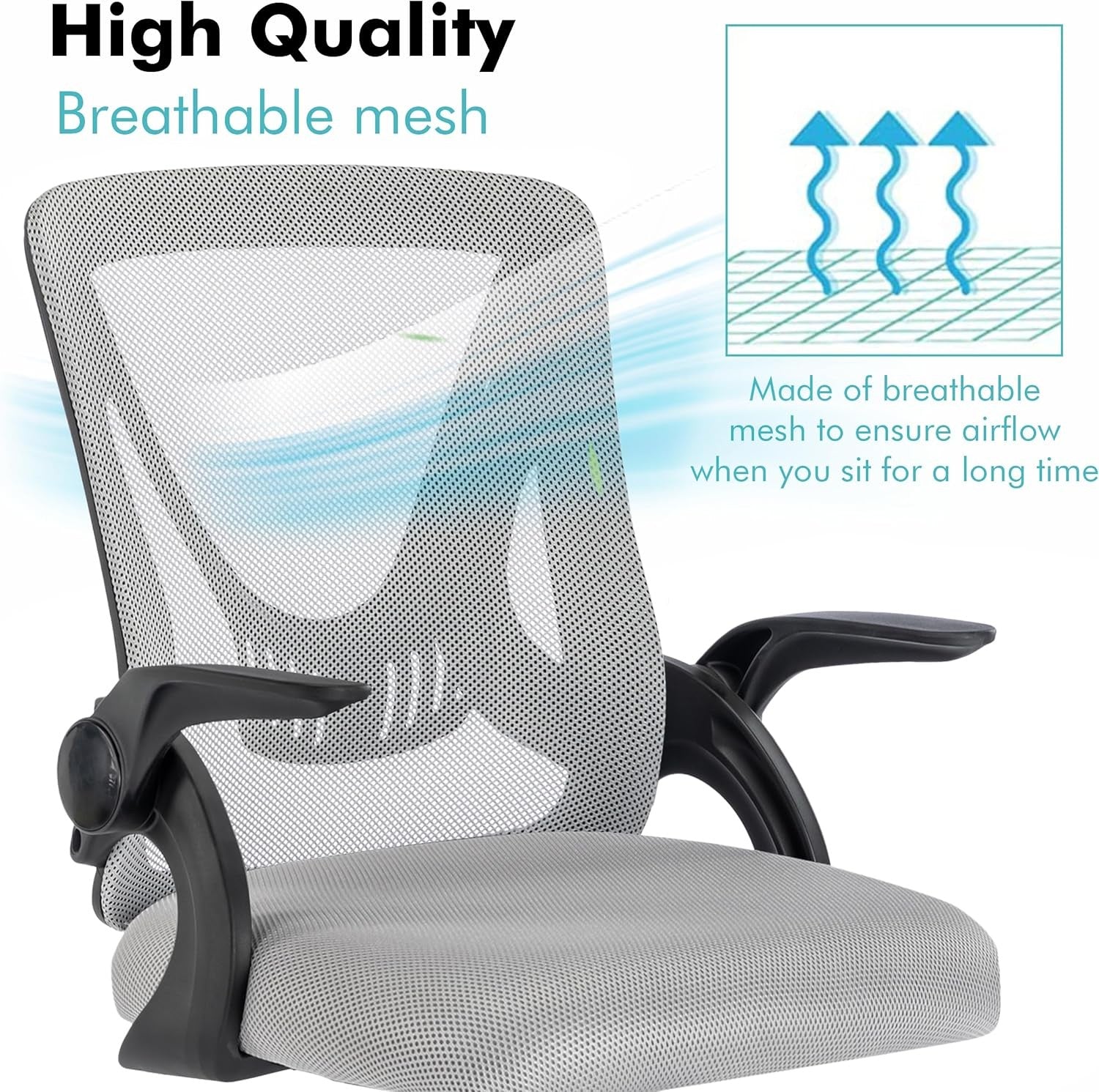 Ergonomic Mesh Office Chair Swivel w/ Lumbar Support Flip Arms