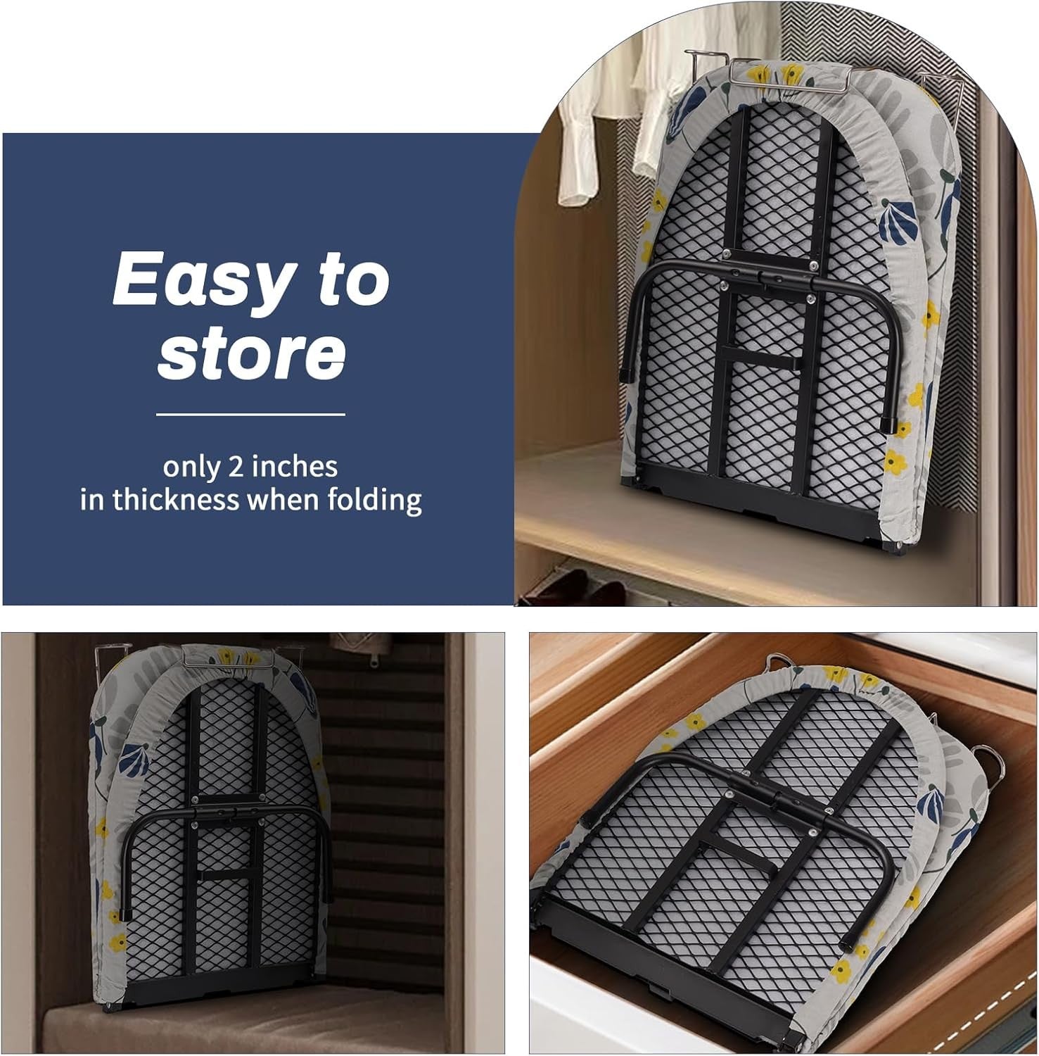 Tabletop Ironing Board Compact Folding with Metal Mesh & Heat Resistant Cover