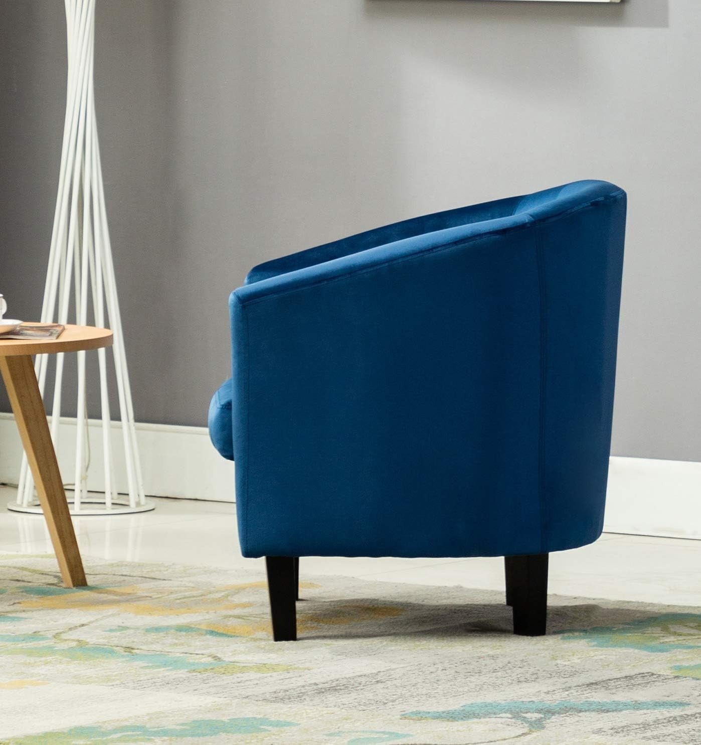 Velvet Tub Chair Armchair Blue Accent Seat for Living Room Dining Cafe