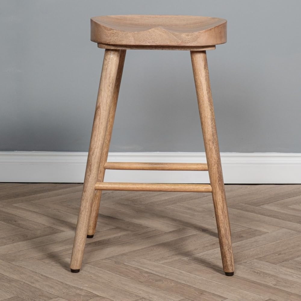 Solid Dark Oak Wooden Bar Stool Fully Assembled 70cm Kitchen Breakfast
