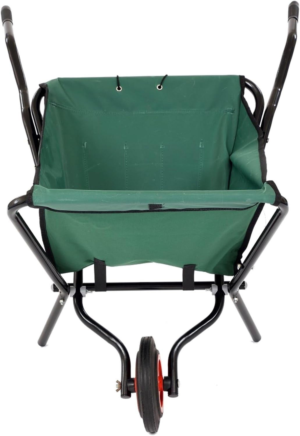 90L - Flat-Free Wheel - Foldable Wheelbarrow - Green - Steel Frame, Compact