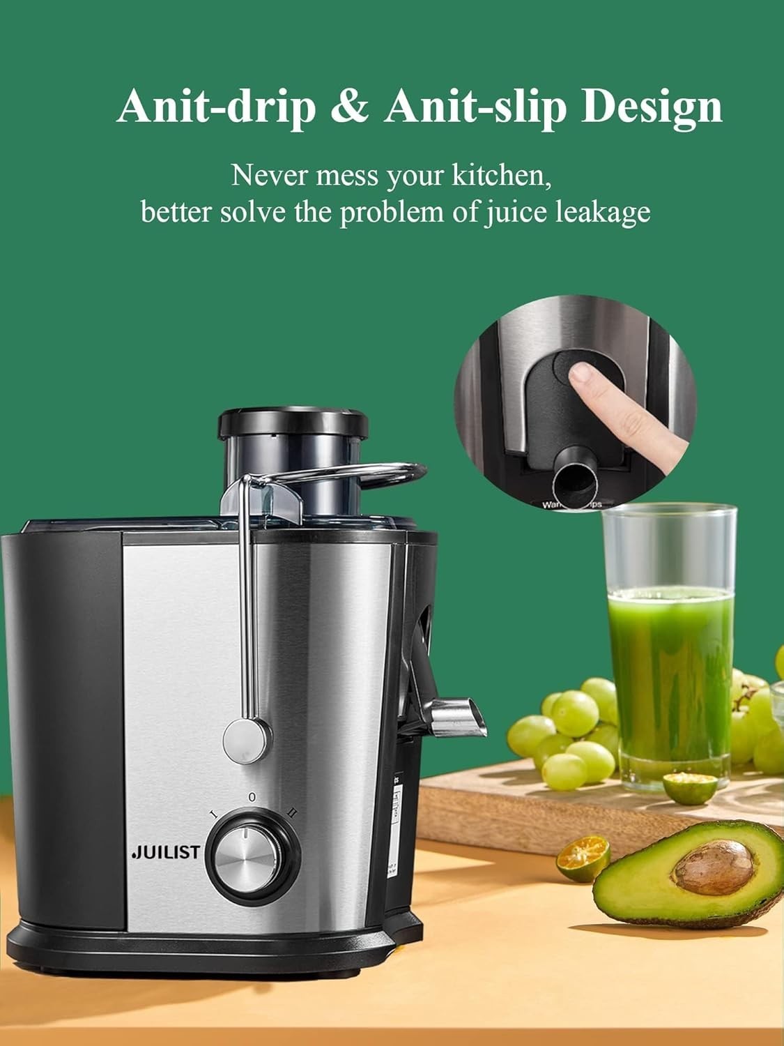 900W Centrifugal Juicer 3in Wide Chute Whole Fruit Low Noise Easy Clean
