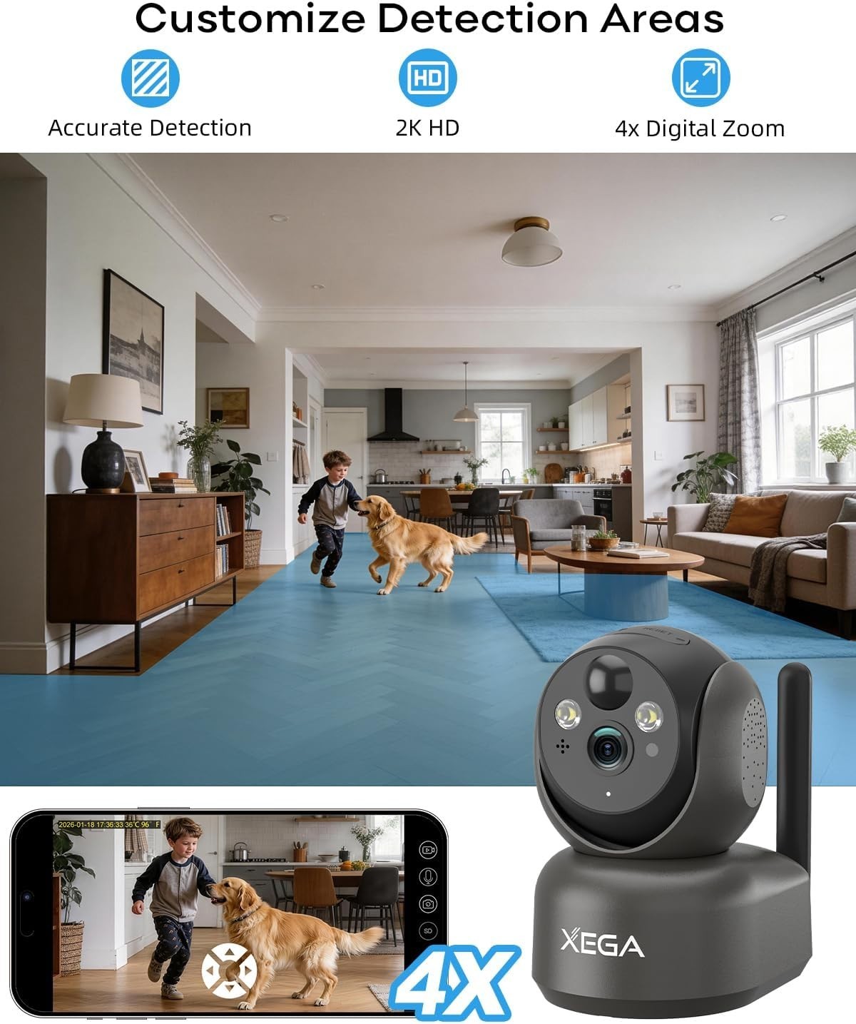 4G LTE Security Camera No WiFi 2K PTZ Battery Powered CCTV