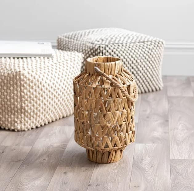 Wicker Willow Candle Lantern Basket Natural Rattan Home Decor