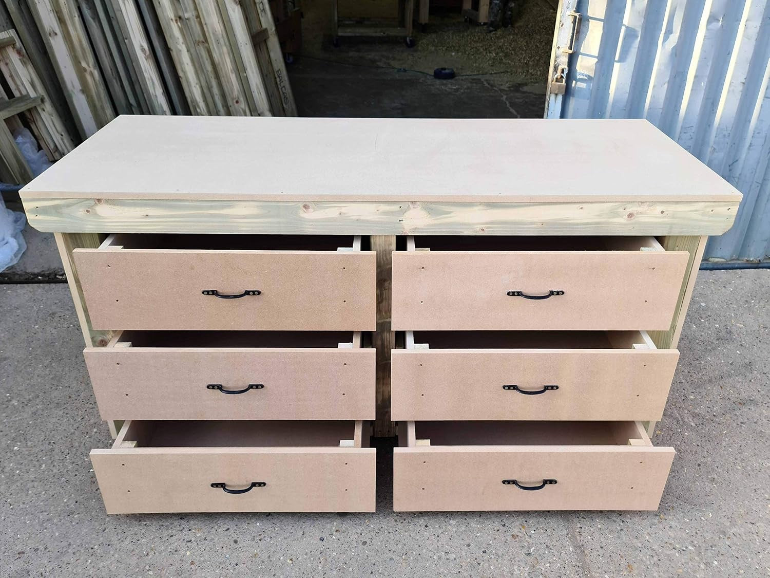 5ft Heavy Duty Wooden Workbench Tool Cabinet – 18mm MDF Top & 6 Drawers