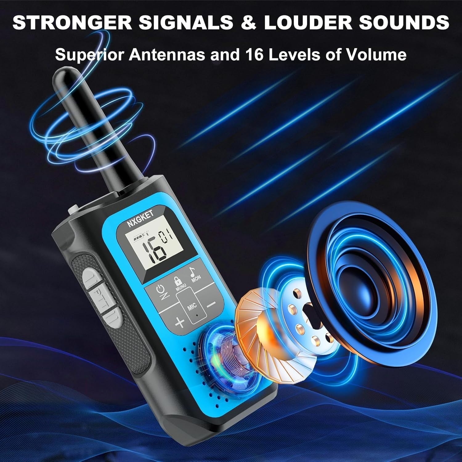 Rechargeable Walkie Talkies 2 Pack Long Range 5KM VOX 16 Channel Radio